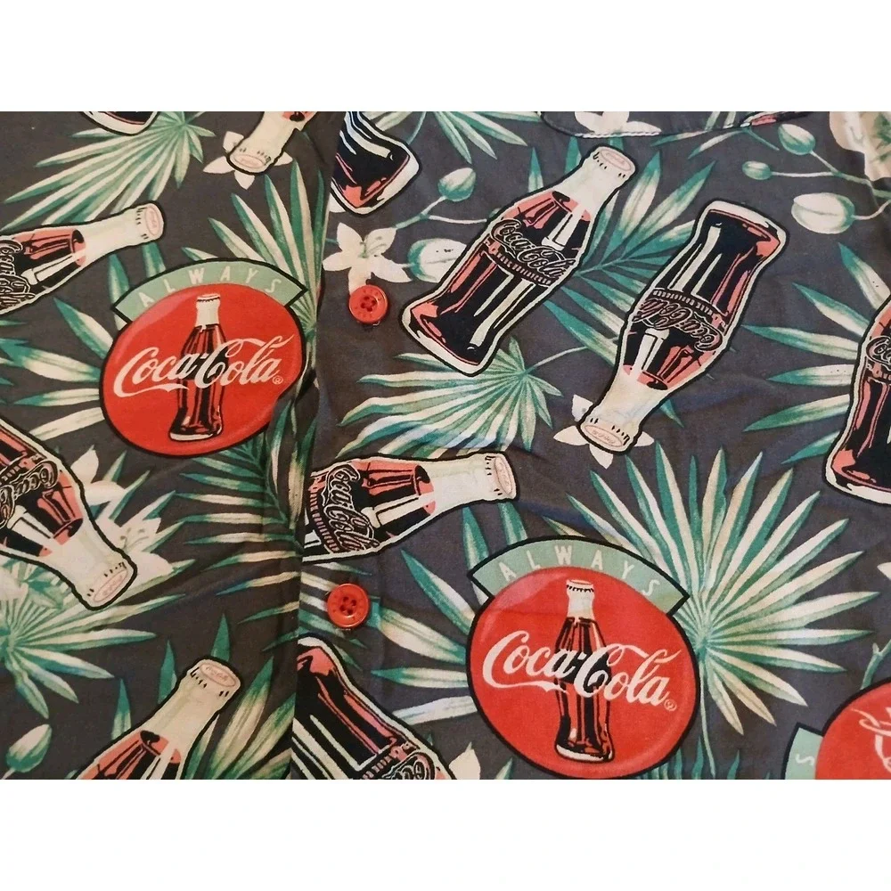 COCA COLA Hawaiian Shirt Men's‎ M Multicolor Rayon